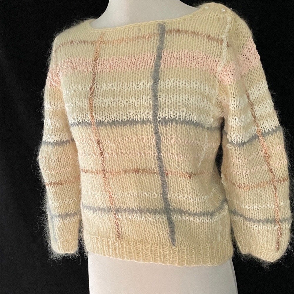 Women’s LAUREN HANSEN VINTAGE HANDKNIT Mohair, Cotton! Nylon, Rayon Sweater Sz M